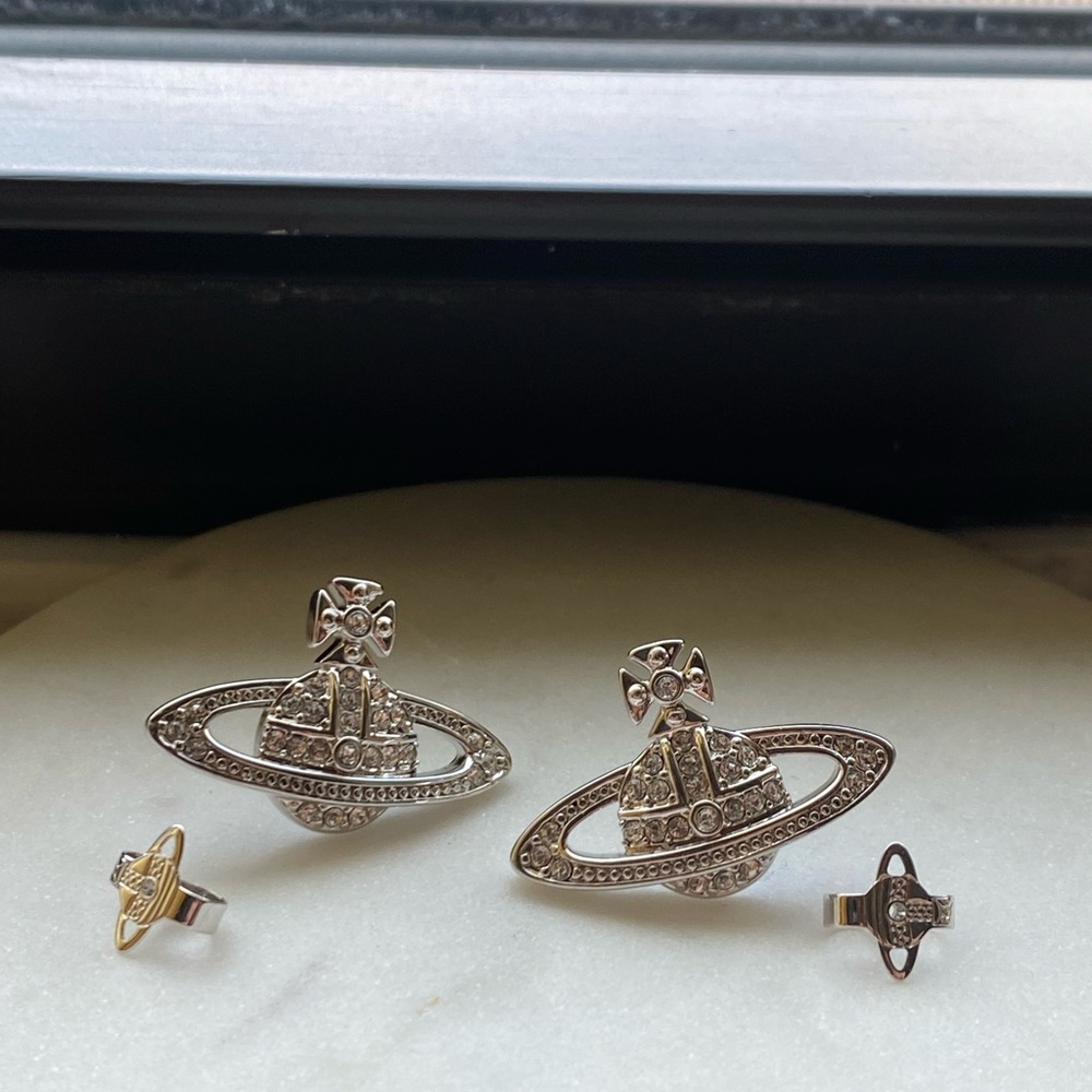 Vivienne Westwood Silver Bas Relief Orb Earrings